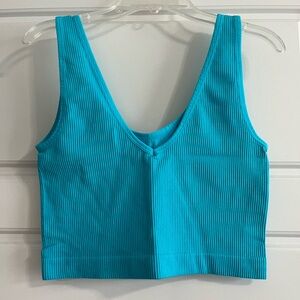 Colsie Ribbed Seamless Reversible Blue Athletic Top